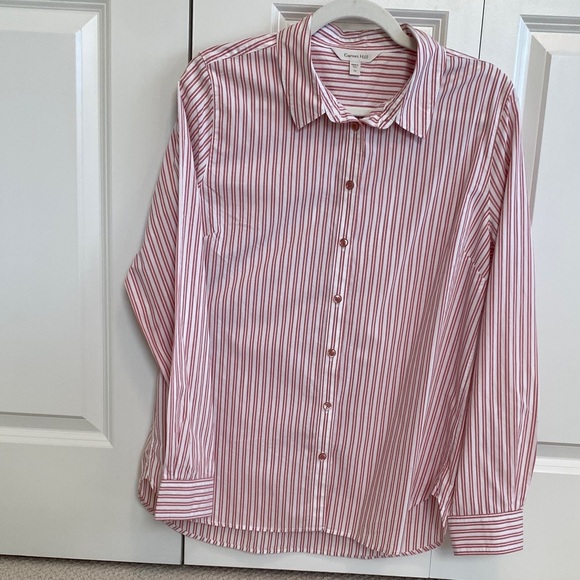 Garnet Hill Red & White Striped Signature Organic Pima-Cotton Shirt - Picture 1 of 2